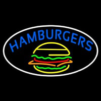 Blue Hamburgers Oval Neon Sign