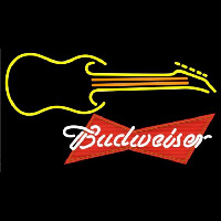 Budweiser Red Guitar Yellow Orange Beer Sign Neon Sign