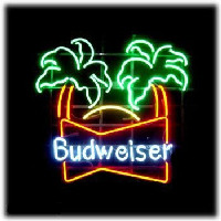 Budweiser double palm trees Beer Bar Neon Sign