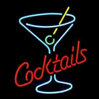 Cocktails Martini Glass Logo Neon Sign