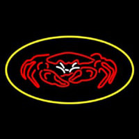 Crab Seafood Logo Oval Yellow Neon Sign