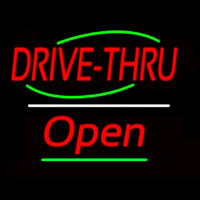 Drive Thru Open Yellow Line Neon Sign