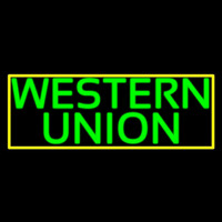 Green Western Union With Green Border Neon Sign