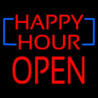 Happy Hour Block Open Neon Sign
