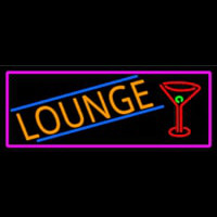 Lounge And Martini Glass With Pink Border Neon Sign