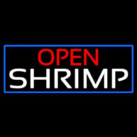 Open Shrimp With Blue Border Neon Sign