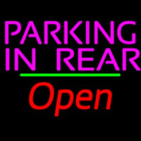 Parking In Rear Open Green Line Neon Sign
