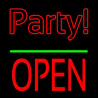 Party Open Block Green Line Neon Sign