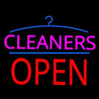 Pink Cleaners Block Red Open Logo Neon Sign
