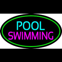 Pool Swimming With Green Border Neon Sign