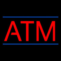 Red Atm Blue Lines Neon Sign