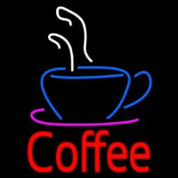 Red Coffee With Coffee Cup Neon Sign
