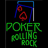 Rolling Rock Green Poker Red Heart Beer Sign Neon Sign