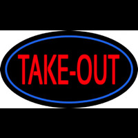 Take Out Oval Neon Sign