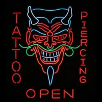 Tattoo Body Piercing Shop OPEN Neon Sign