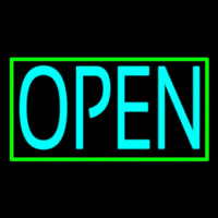 Turquoise Open Green Open Neon Sign