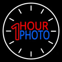 White Circle With 1 Hour Photo Neon Sign