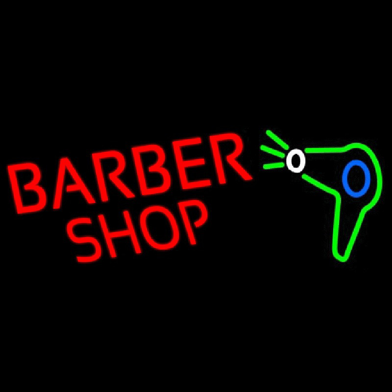 Barber Shop With Dryer And Scissor Neon Sign