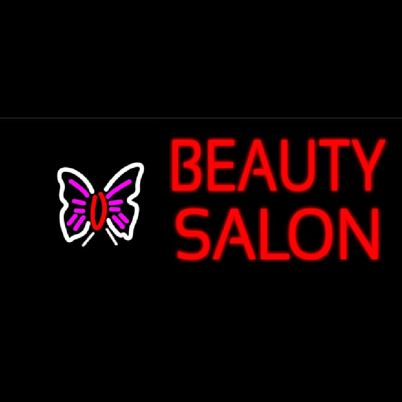 Beauty Salon With Butterfly Logo Neon Sign