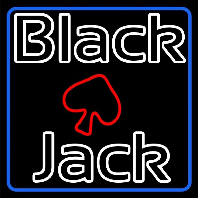 Blackjack White Neon Sign