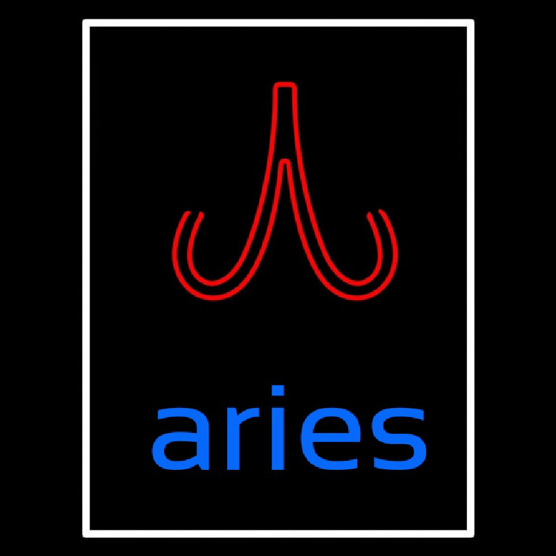 Blue Aries White Border Neon Sign