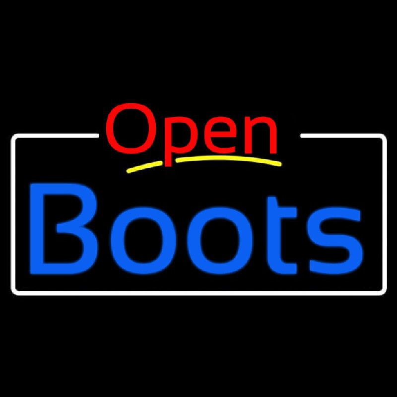 Blue Boots Open With White Border Neon Sign