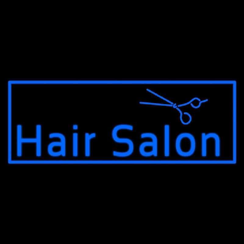 Blue Hair Salon Logo Neon Sign