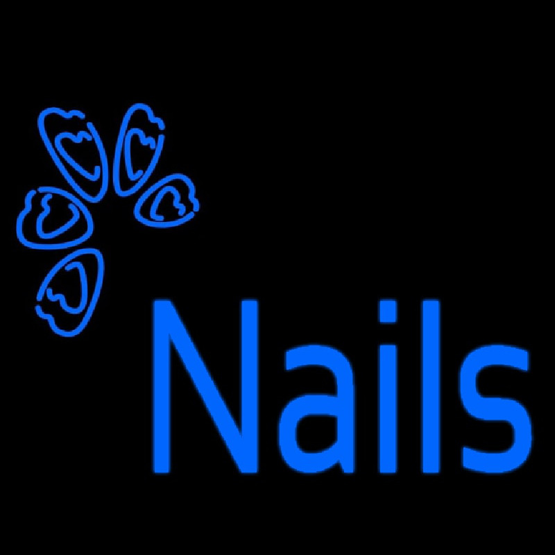 Blue Nails Logo Neon Sign