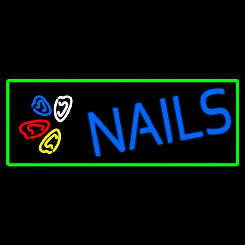 Blue Nails Logo Neon Sign