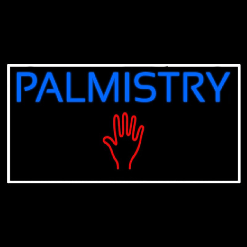 Blue Palmistry Red Palm White Border Neon Sign