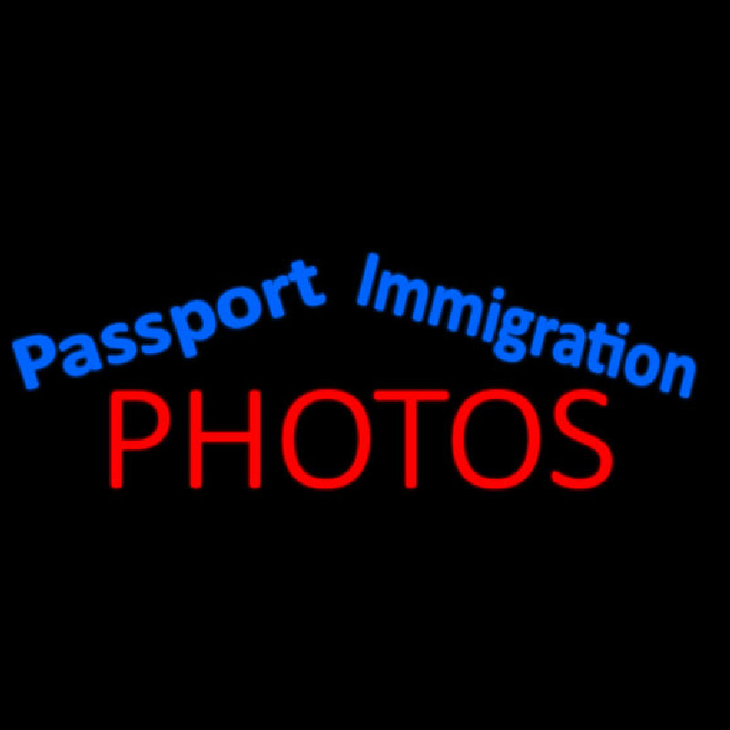 Blue Passport Immigration Photos Neon Sign