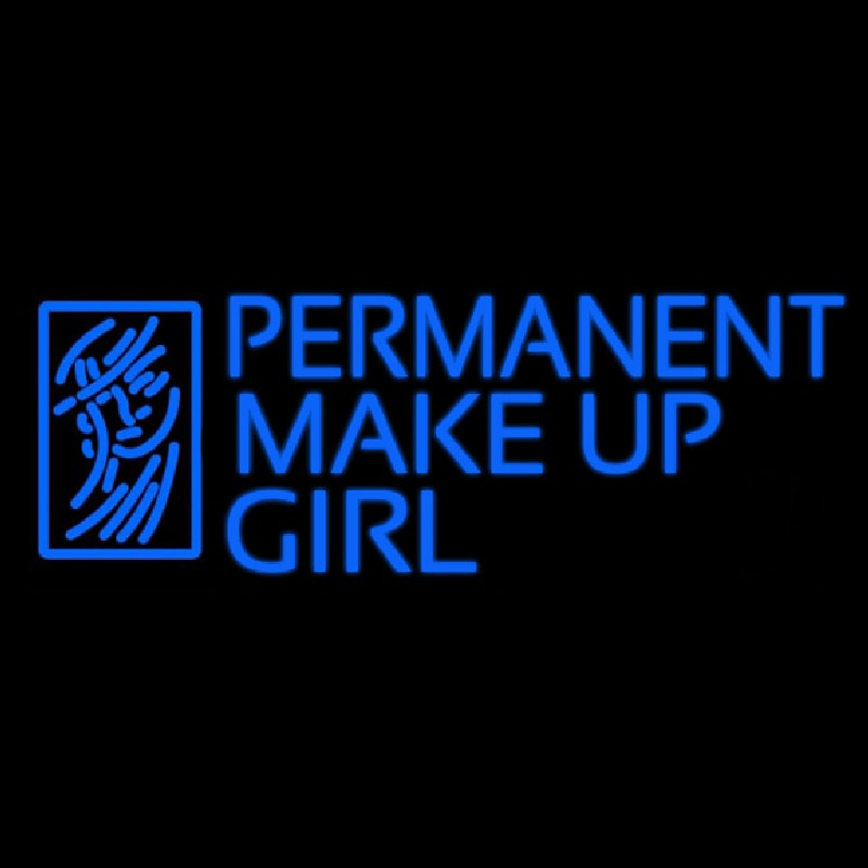 Blue Permanent Makeup Girl Neon Sign