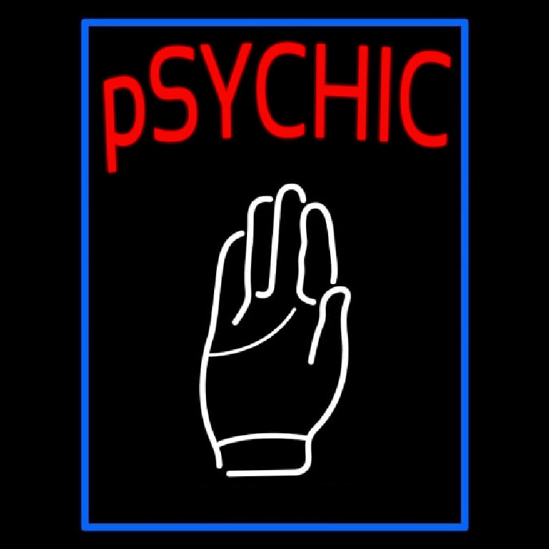 Blue Psychic With Palm Neon Sign