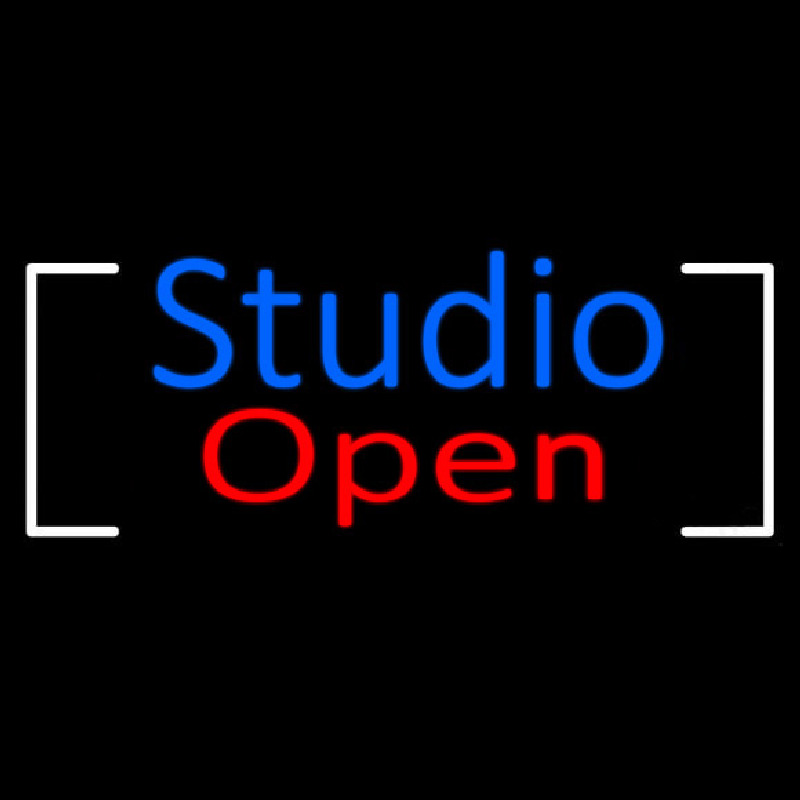 Blue Studio Red Open Border Neon Sign