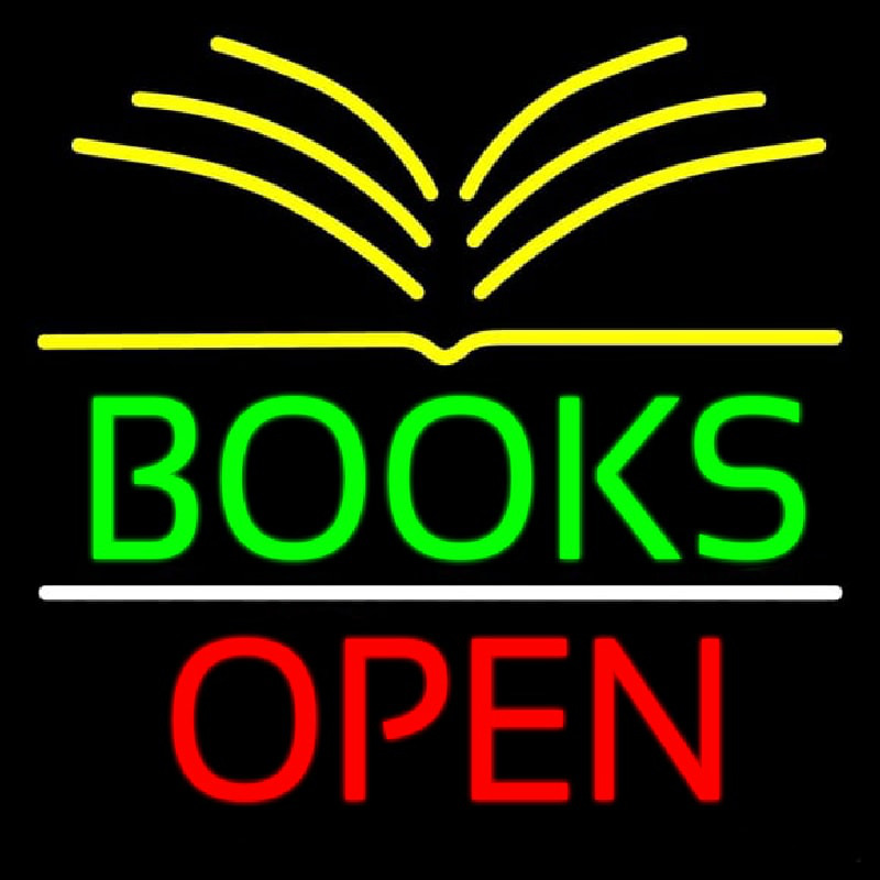 Books Red Open Neon Sign