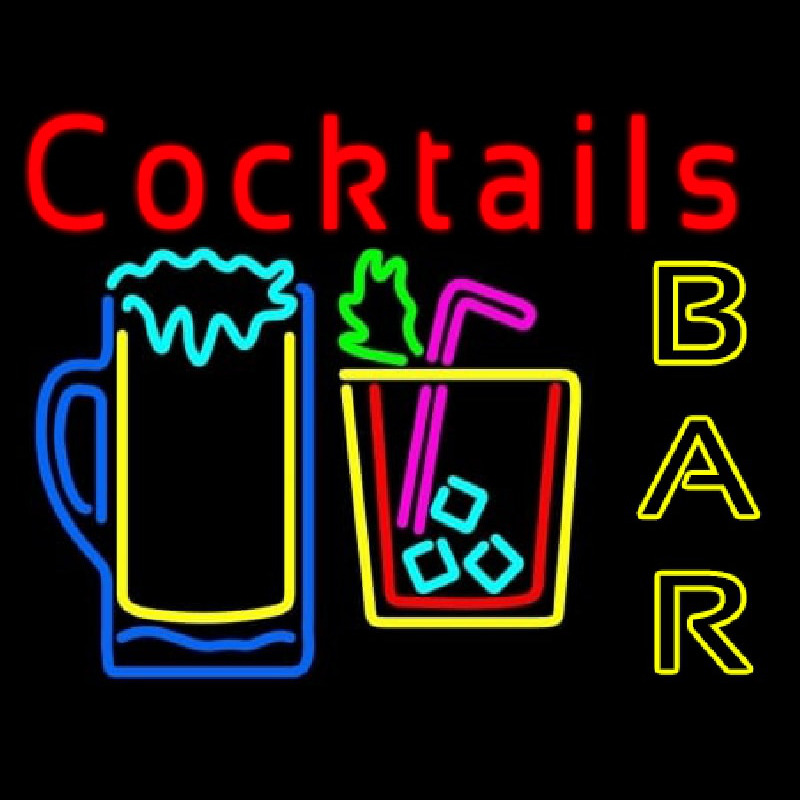 Cocktails Bar Open Neon Sign