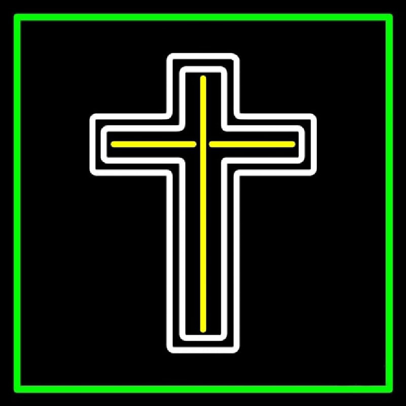 Cross With Border Neon Sign