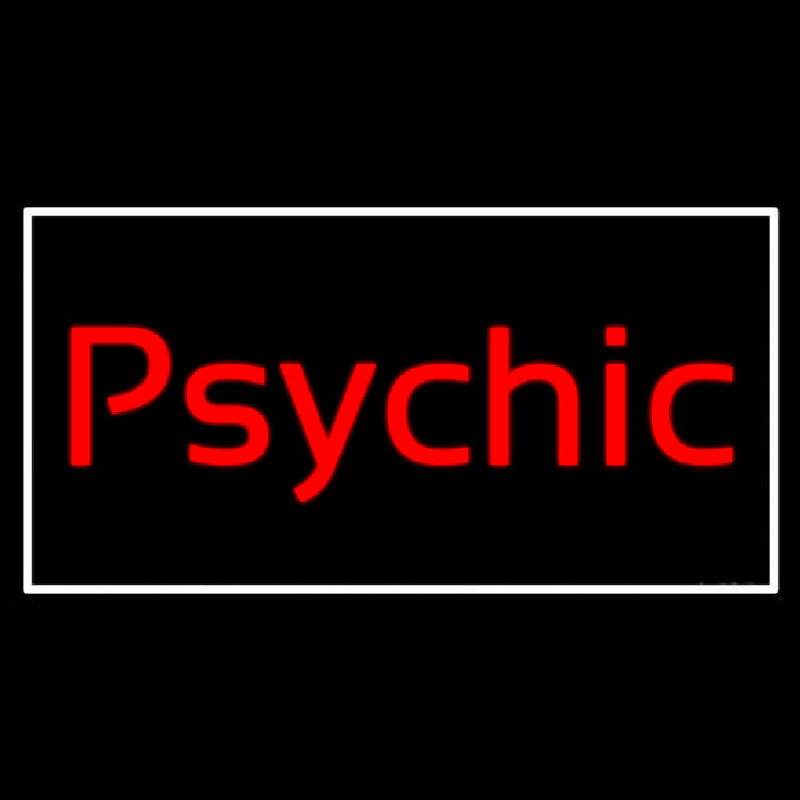 Cursive Red Psychic White Border Neon Sign