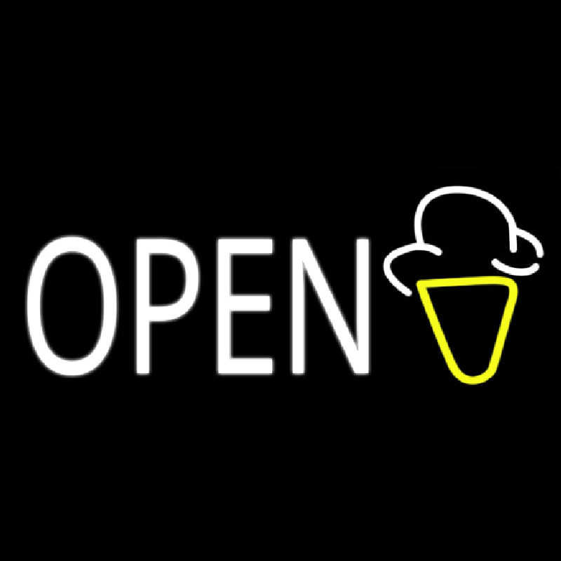 Custom White Open Ice Cream Cone 1 Neon Sign