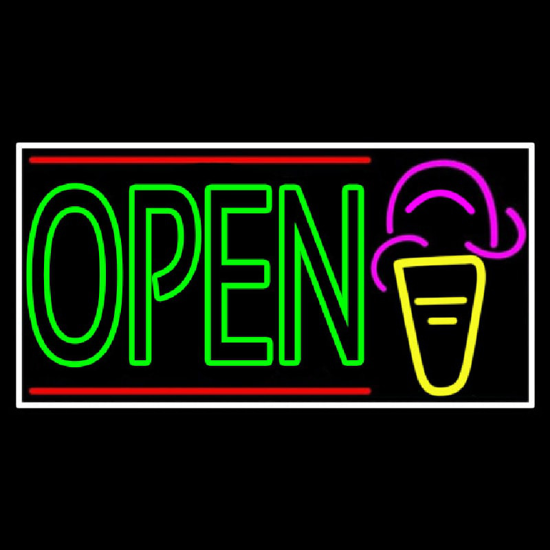 Double Stroke Green Open Ice Cream Cone Neon Sign Neonsignsus Com