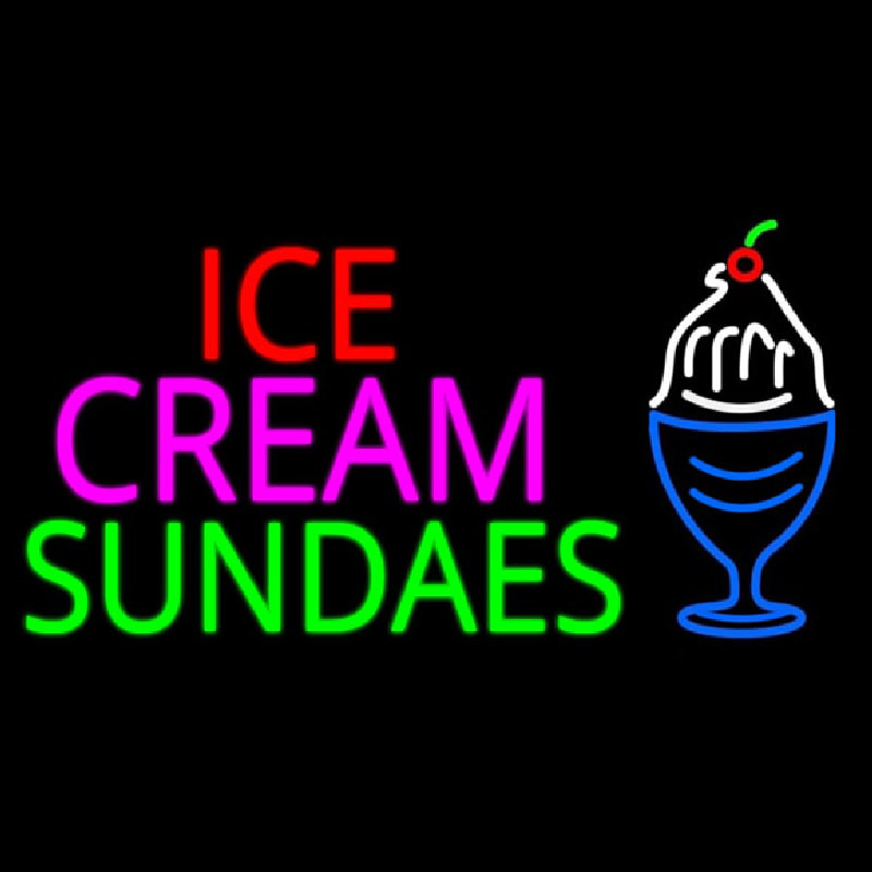 Double Stroke Ice Cream Sundaes Neon Sign