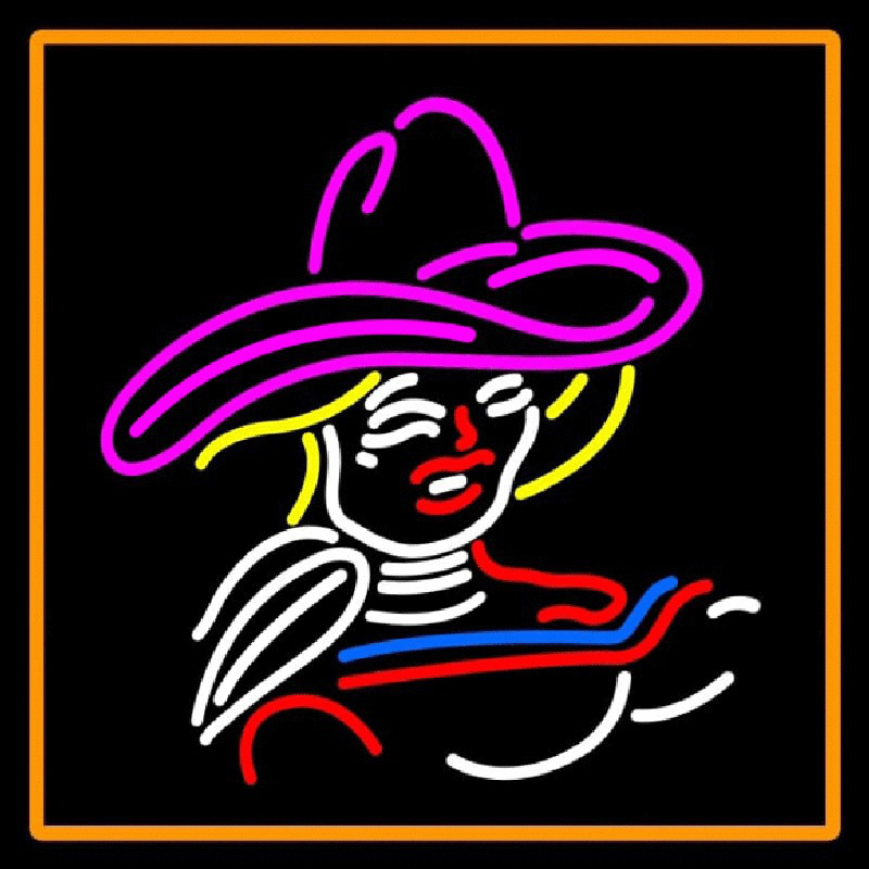 Girl With A Hat Neon Sign