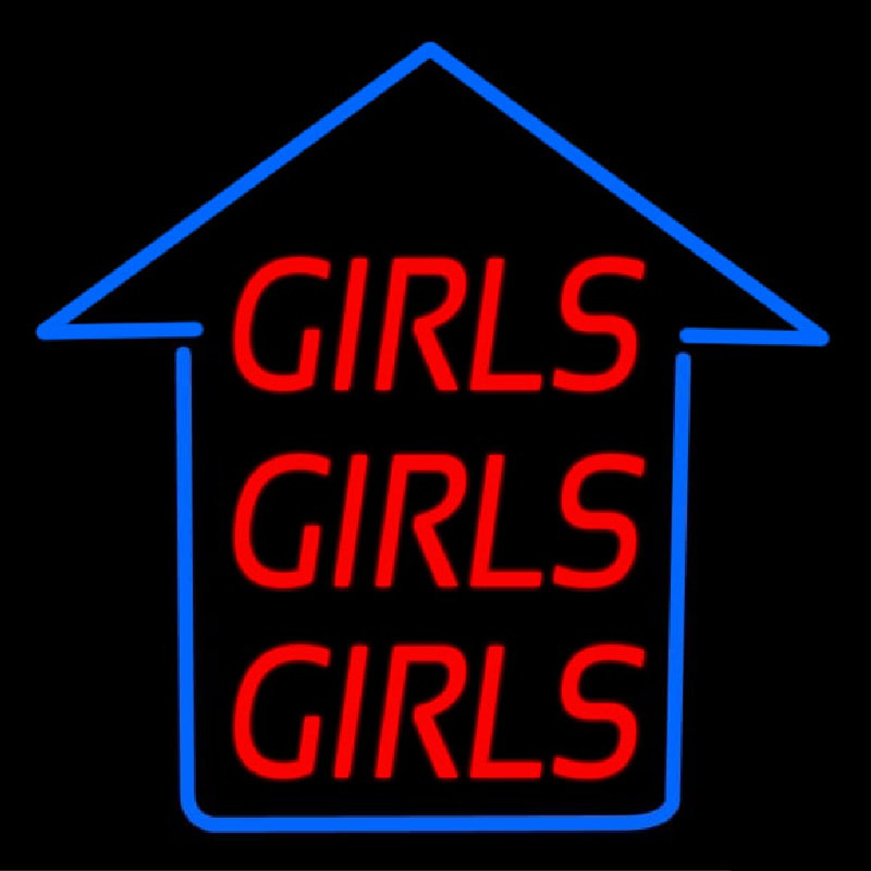 Girls Girls Girls Blue Arrow Neon Sign