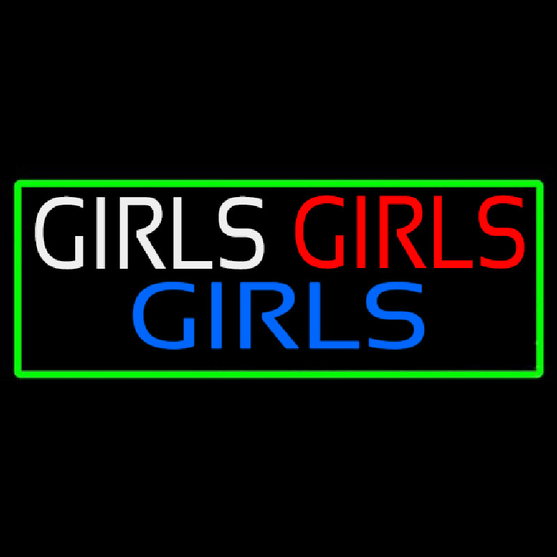 Girls Girls Girls Strip With Turquoise Border Neon Sign