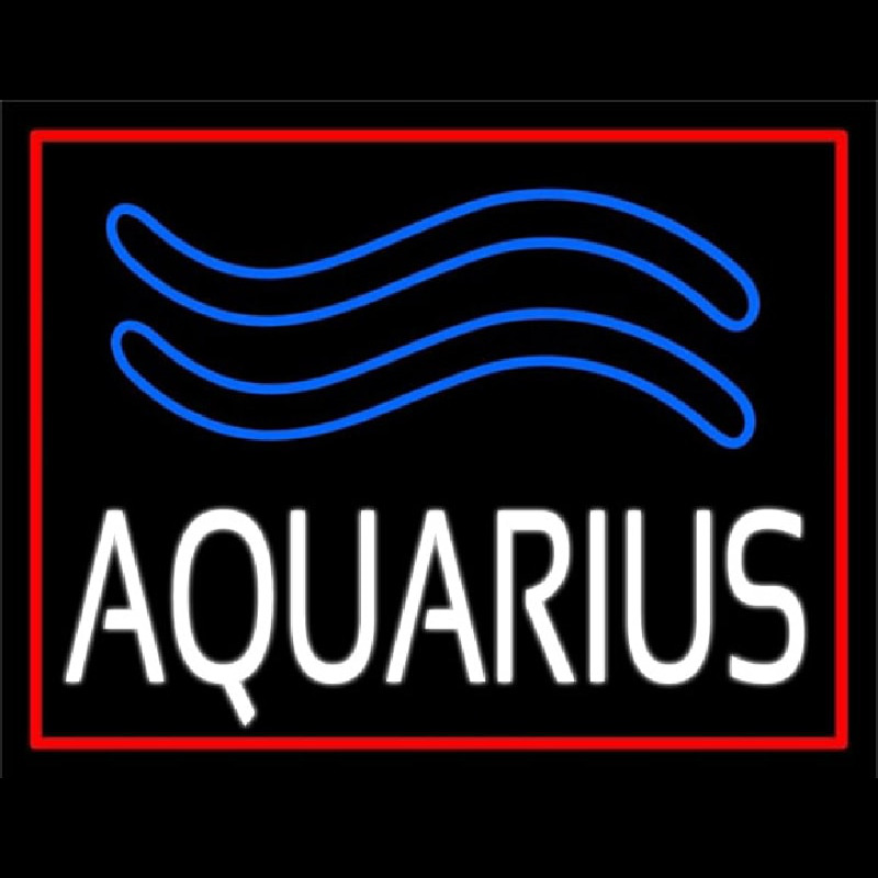 Green Aquarius White Border Neon Sign