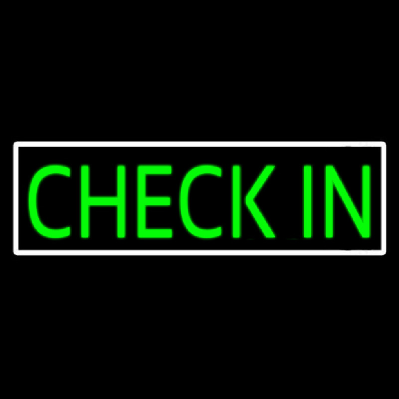 Green Check In Neon Sign