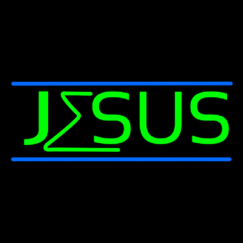 Green Jesus Blue Line Neon Sign