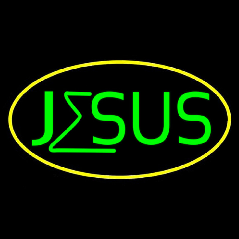 Green Jesus Yellow Border Neon Sign