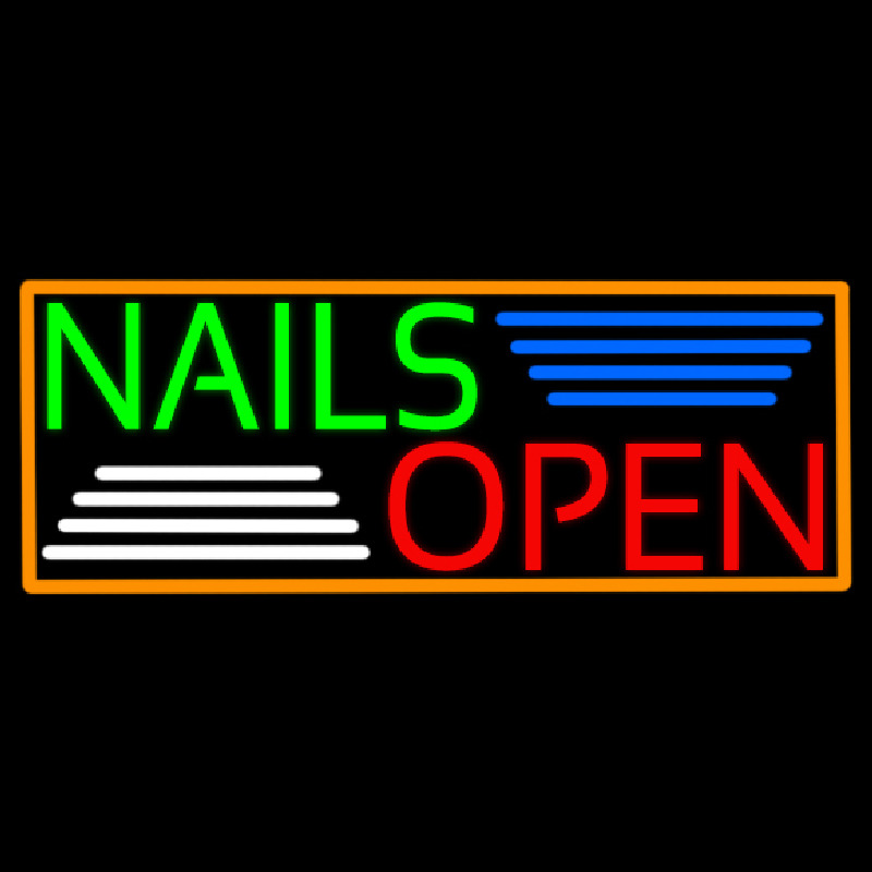 Green Nails Red Open Neon Sign