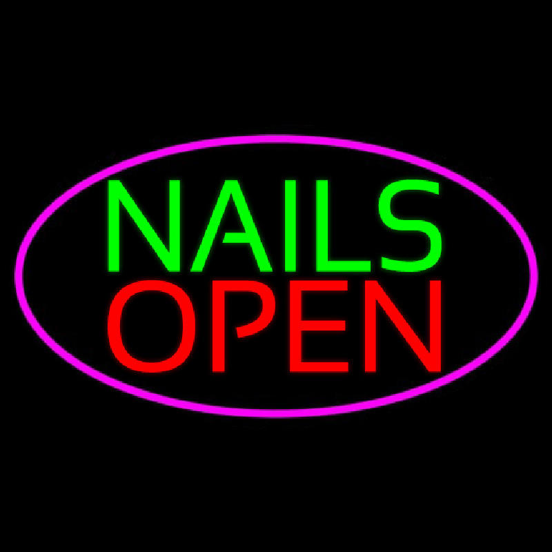 Green Nails Red Open Neon Sign